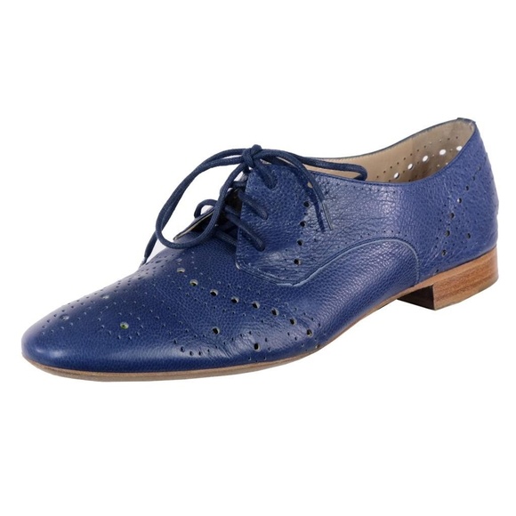 Worn 1x FRATELLI ROSSETTI Oxfords Shoes 36.5 EU 6.5 US Blue Leather ITALY $820 - Picture 1 of 8
